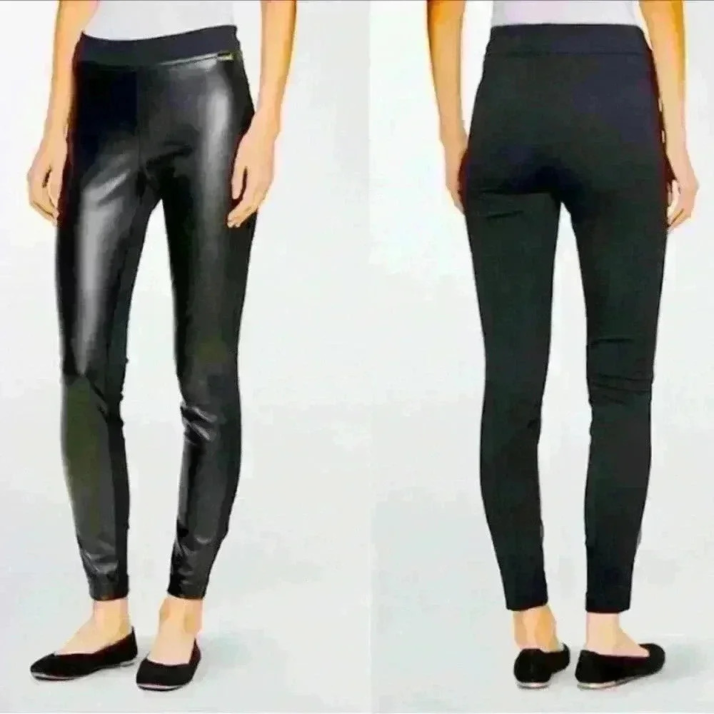 Calvin Klein Black Faux Leather Leggings XS